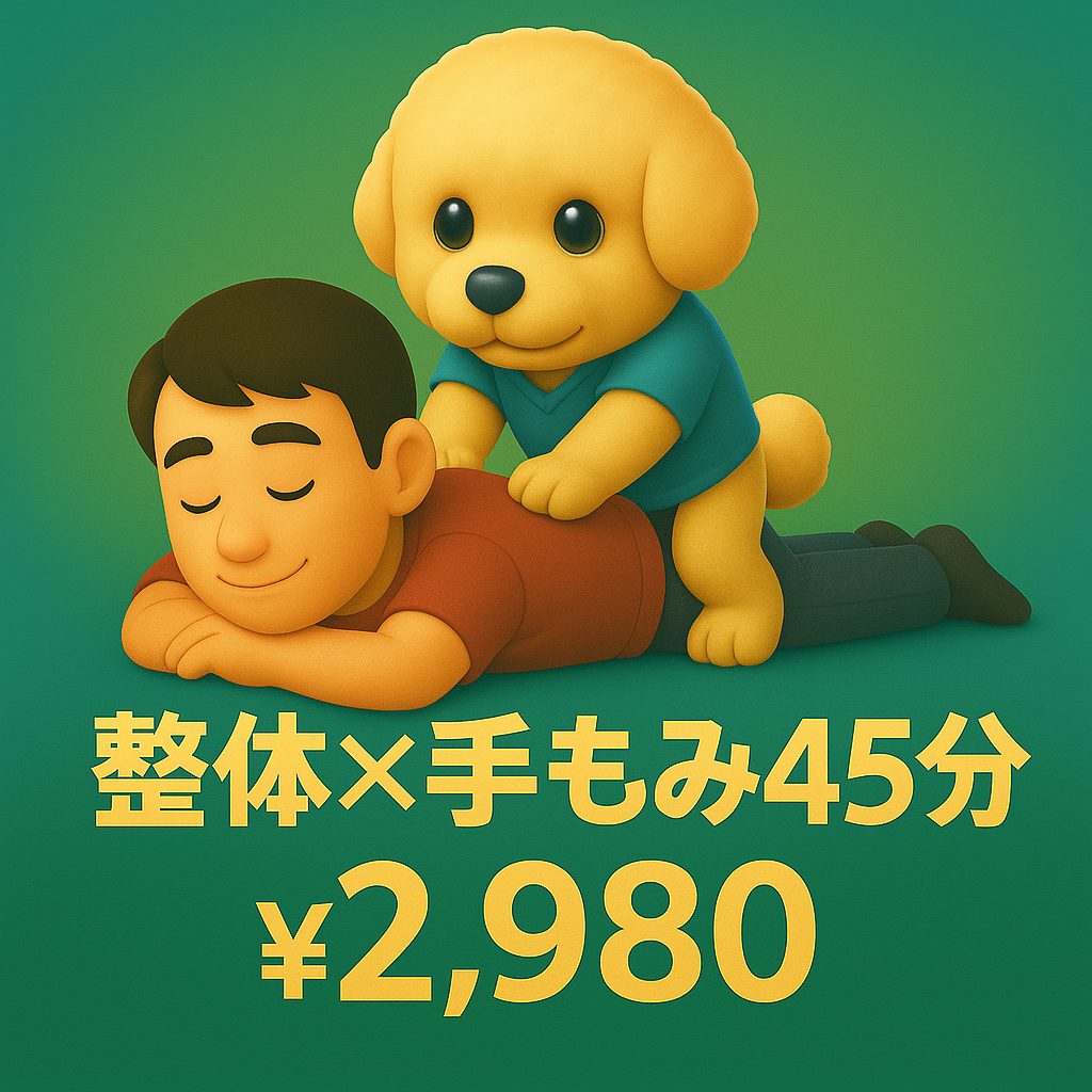 ちょうどいい長さで大好評！「整体×手もみ45分」コース登場🐾
